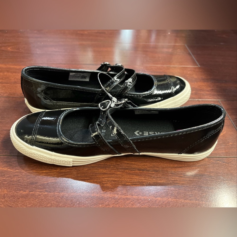 Womens 8.5 Converse Dainty Mary Jane Slip Black Patent Leather Valentines Day #1 - Picture 5 of 16